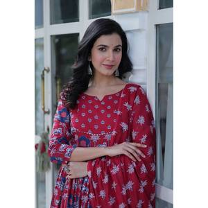 Hermoso Salwar Kameez de Algodón para Fiestas, Talla XL, Top y Pantalón con Dupatta, Elegante Ropa de Fiesta - Product Image 6