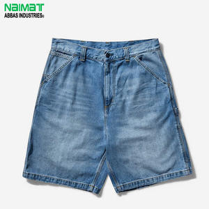 Pantalones Cortos de Mezclilla Azules para Hombre, Estilo Carpintero, Casuales de Verano, Holgados, de Algodón, Estilo Baggy, Pantalones Cortos de Mezclilla Azules - Product Image 1