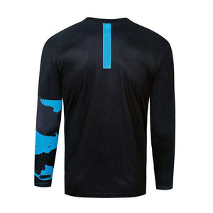 Camisa de Pesca de Manga Larga con Cuello en V para Hombre, Diseño Deportivo de Secado Rápido con Patrón de Camuflaje Negro y Azul, Corte Regular, Tejido de Poliéster - Product Image 2