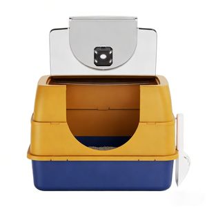 Lettiera per Gatti in Plastica PP Stabile e Resistente, Chiusa e Inodore, Arancione, per Famiglie con Animali Domestici - Product Image 3