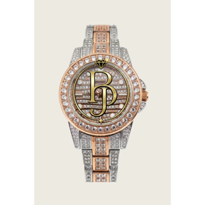Montre de sport de luxe Rose Radiance, mouvement à quartz Shanghai, cadran en verre cristal serti de diamants, livrée en coffret pour femme - Product Image 4