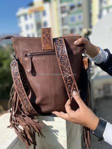 กระเป๋าหนังวัวมีพู่ทำจากหนังวัวสำหรับผู้หญิงกระเป๋าถือหนังแกะลายโบฮีเมียนสไตล์โบฮีเมียนสำหรับผู้หญิงวัว - Product Image 5