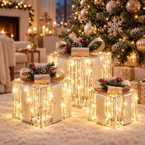 Decoraciones Navideñas 2026, Adornos Artesanales para Árbol de <span class=keywords><strong>Navidad</strong></span>, Lazo para Caja de Regalo que Mejora el Ambiente, Juego de Tres Adornos de Hierro Forjado - Product Image 3