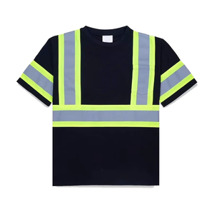 Men High Visibility Workwear T-Shirt Polyester <b>Reflective</b> Safety Stripes Short Sleeve Uniform <b>Top</b> - Product Image 1