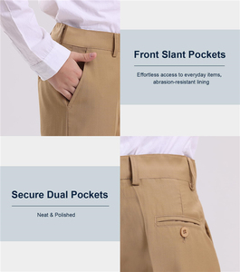 Pantalones de Uniforme Escolar para Niño, Corte Recto, Color Caqui, Diseño Personalizado, Tela Twill, Cintura Ajustable - Product Image 3