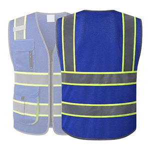 Chaleco de Seguridad Reflectante de Alta Visibilidad, Transpirable, Certificado CE, Gris con Rayas Amarillas, Cierre Frontal con Cremallera, Cuatro Bolsillos, Ropa de Trabajo Unisex - Product Image 6