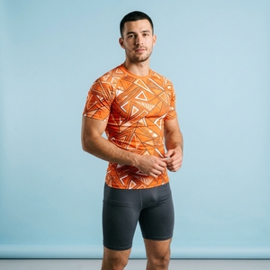 Custom Mens Muscle Fit Compression Shirt Half Sleeve Active Sportswear Gym Workout Training Performance Top - Product Image 1