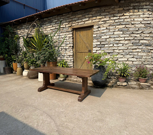 Rustic Brown Recycled Wood Oak <b>Table</b> Furniture for Home Use from VietNam Square Solid Wood Dining <b>Table</b>, <b>Walnut</b>, Pine - Product Image 5