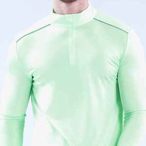 <b>Men's</b> Light Green Long Sleeve Zipper Sport <b>Shirt</b> Quick Dry Breathable <b>Collarless</b> Casual Top Autumn Wear Satin - Product Image 5