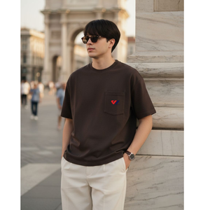 T-shirt en jersey de coton épais pour homme, coupe ample, manches courtes, col rond, logo personnalisé, streetwear, impression numérique - Product Image 3