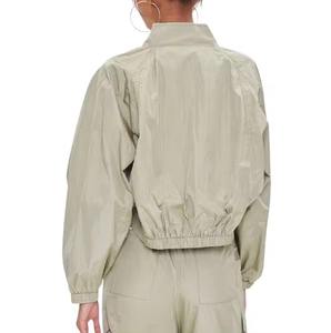 Conjunto de 2 Piezas de Chaqueta Cortavientos de Nailon para Mujer, con Capucha y Cordón Ajustable, Impermeable, Ecológico, Resistente al Viento, Estampado, Sólido, Elegante - Product Image 5