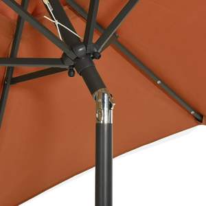 Terracotta and Dark Grey Garden Parasol Elegant <b>Patio</b> <b>Umbrella</b> & <b>Base</b> - Product Image 6