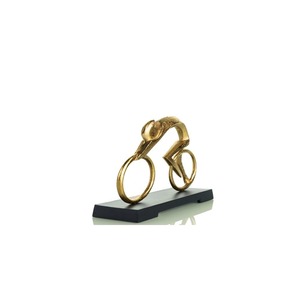 Escultura Metálica de Ciclista en Bicicleta Dorada, Figura Abstracta con Base Negra, Pieza Decorativa Moderna para Hogar u Oficina de Lujo - Product Image 6