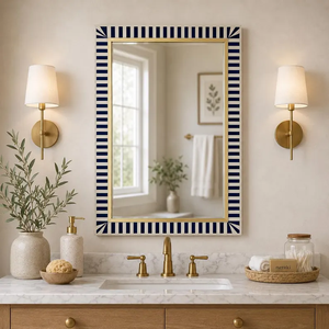 Espejo de pared con incrustaciones de hueso a rayas • Decoración de pared hecha a mano para el hogar - Product Image 4