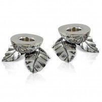 Hot Selling Pomegranate Branch Shabbat Candle Holders Pair Silver <b>Brass</b> Judaica Sabbath <b>Candlestick</b> Home Decor Gift - Product Image 2