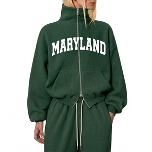 Women Lounge Set Cotton Fleece Hoodie Jacket and Joggers Women Streetwear Tracksuit Set Hooded Zip Jacket and Jogger Pants - Product Image 6