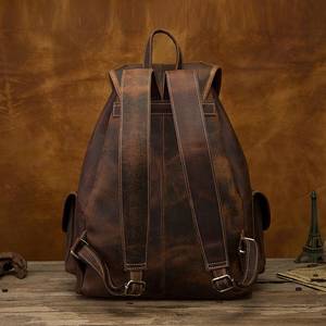 Heavy Duty Waterproof Genuine <b>Leather</b> Rucksack Vintage Anti-Theft <b>Laptop</b> <b>Backpack</b> for International Travel LBP-0347 - Product Image 4