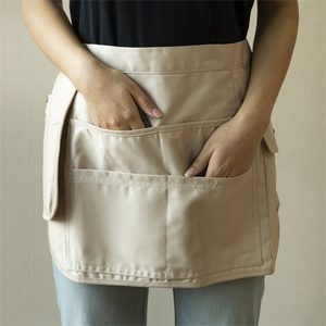 Tablier unisexe en coton tissé à manches courtes avec fermeture à boutons-pression et poches, personnalisable, le plus vendu en 2026, pour uniforme de restaurant, bar et barman - Product Image 6