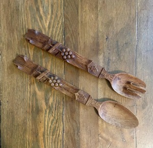 Natural Finish Wooden Salad <b>Servers</b> – Elegant Spoon & Fork for Refined Table Styling - Product Image 1