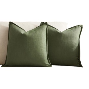 Soft Green Pillow <b>Covers</b> 100% Cotton Solid Surface Reusable Feel Washable Touch Elegant Bedroom Comfort Daily Decor Use - Product Image 1