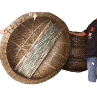 Bateaux traditionnels en bambou Coracle de 12,8 m, bateaux multifonctionnels pour la pêche, le service et le travail, couleur personnalisable pour la pêche, les voyages au Vietnam