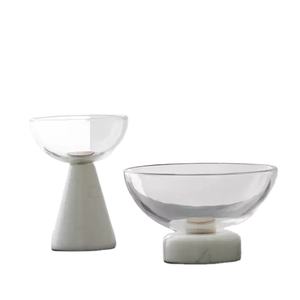 Bol de service moderne pour la maison hôtel Restaurant bol à Fruits marbre et métal couleur argent bol moderne salade soupe plat - Product Image 2