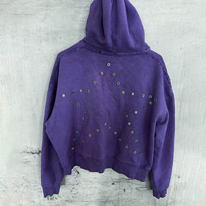 Nouveau design, sweat à capuche épais 100 % coton, effet vintage délavé, personnalisé, effet usé soleil, zippé, pour homme - Product Image 4