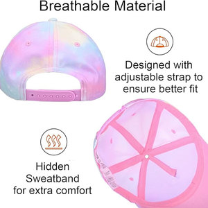 Gorra Unisex de 6 Paneles con Estampado Tie-Dye en Colores Pastel, Ajustable, para Adultos, Uso Casual de Primavera/Verano - Product Image 4