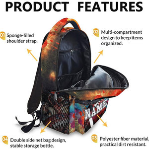 Sac à dos de joueur de football américain, nom personnalisé, numéro 00, polyester, imperméable, toutes saisons, design tendance - Product Image 4