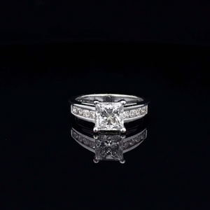Bague de fiançailles en argent 925 plaqué or blanc avec diamant moissanite taille princesse 2,38 CTW, bague de mariée, cadeau d'anniversaire pour elle - Product Image 1