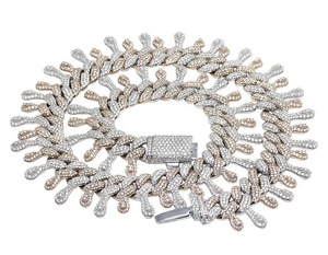 Exclusive <b>Silver</b> Plated Cuban Link Chain with Moissanite Diamonds Designer Iced Out <b>Necklace</b> Jewelry <b>for</b> <b>Mens</b> Hip Hop Collection - Product Image 1