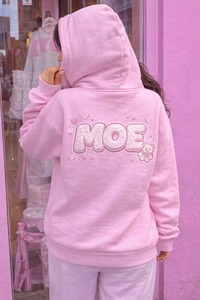 Sudadera con Capucha Rosa para Mujer, con Costuras en Contraste, de Algodón, Estilo Urbano, con Gráfico de Dibujos Animados en Chenille, Venta al Por Mayor OEM - Product Image 4