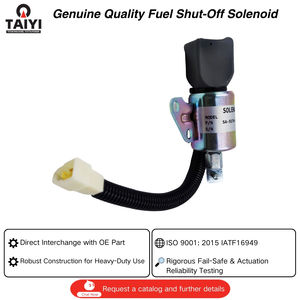 1752060013 Solénoïde d'arrêt de carburant <span class=keywords><strong>pour</strong></span> <span class=keywords><strong>tracteur</strong></span>, <span class=keywords><strong>tondeuse</strong></span> frontale, <span class=keywords><strong>tondeuse</strong></span> zéro-turn, excavatrice, compatible Syncro-Start Kubota Woodward - Product Image 1