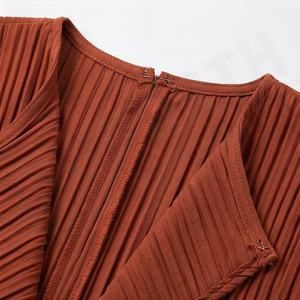 Abaya décontractée de haute qualité pour femmes, à manches longues, à double boutonnage, plissée, col rabattu, nouvelle arrivée - Product Image 4