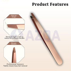 Pinzas de Precisión de Acero Inoxidable con Punta Inclinada en Oro Rosa y Titanio para Dar Forma a las Cejas y Eliminar el Vello Facial (Venta al Por Mayor) - Product Image 5
