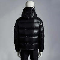 Veste matelassée à capuche noire pour homme, fermeture éclair, rembourrage en duvet, coupe-vent, manteau d'hiver, style décontracté