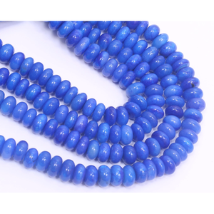 Magnifiques perles d'opale bleu riche, forme ronde, lisses, 16 pouces, 7-10 mm, perles d'opale bleue unie, pour la création de bijoux. - Product Image 4