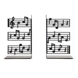 Sujetalibros decorativos con notas musicales de metal para estanterías, soporte para libros resistente, par, decoración para el hogar, oficina, biblioteca - Product Image 1