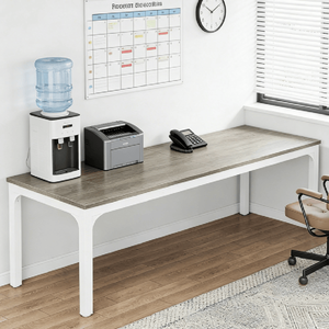 Tavolo per Laptop in Legno Massello, Scrivania per Computer per Casa e Ufficio, Superficie in Acciaio Inossidabile per Edifici Commerciali - Product Image 3