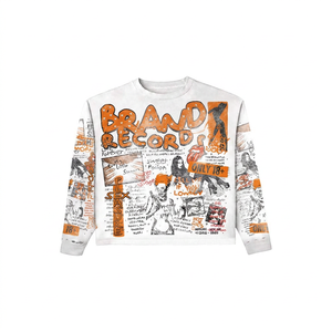 Long Sleeve T-Shirt <b>Men's</b> Street Style Printed Cotton Jersey O-Neck Regular Fit With Pattern Front Logo - Product Image 2