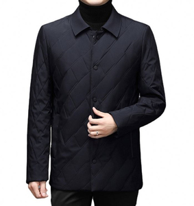 Blouson Bomber Homme Couleur Unie Col Montant Fermeture Éclair Hiver Formel Coupe Droite Toile Écologique Séchage Rapide - Product Image 3