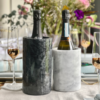 Seau à vin rond personnalisable en marbre naturel, écologique, pour une rétention optimale de la fraîcheur, idéal pour la maison, le bureau et les fêtes