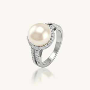 แหวนมุกและเพชร CZ เงินแท้ 92.5 รุ่น KLSR-11896 - Product Image 1