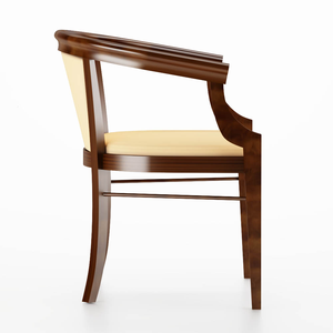 Sillón de Madera Maciza de Alta Gama con Tapicería de Cuero Sintético Beige, Diseño Clásico de Silla de Capitán - Product Image 3