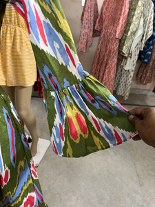 Vestido Maxi de Algodón Indio con Estampado Ikat para Ella, Vestido Casual de Verano con Mangas Largas, Estilo Boho Floral, con Bordado y Cinturón - Product Image 3