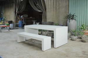 Grande table à manger rectangulaire moderne et minimaliste Mobilier d'extérieur à base de béton imperméable du fournisseur du Vietnam - Product Image 4