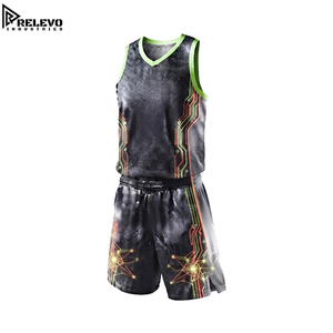 Men Custom Sublimated <b>Tech</b> Starburst Circuit Pattern Basketball Uniform Set Grey Red and Neon Green Jersey and <b>Shorts</b> Teamwear - Product Image 1