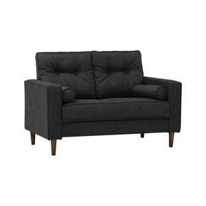 Canapé confortable et durable en tissu gris foncé de style mid-century modern avec rembourrage en mousse et capitonnage, idéal pour salon et appartement hôtelier - Product Image 1