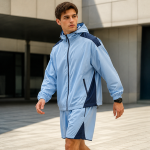 Ensemble veste coupe-vent et short pour homme, personnalisé, réfléchissant, coupe-vent, respirant, en nylon Ripstop, avec logo personnalisé, fournisseur - Product Image 4