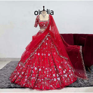 Ropa y Accesorios Musulmanes Tradicionales de Moda, Lehenga Choli y Dupatta con Bordado de Lentejuelas - Product Image 3